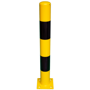 Rampaal met voetplaat, 114x1000mm geel - zwart, beschermpaal