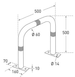 Beugel 500x500 3 Ring Blauw Grondplaat Tech Tek 2